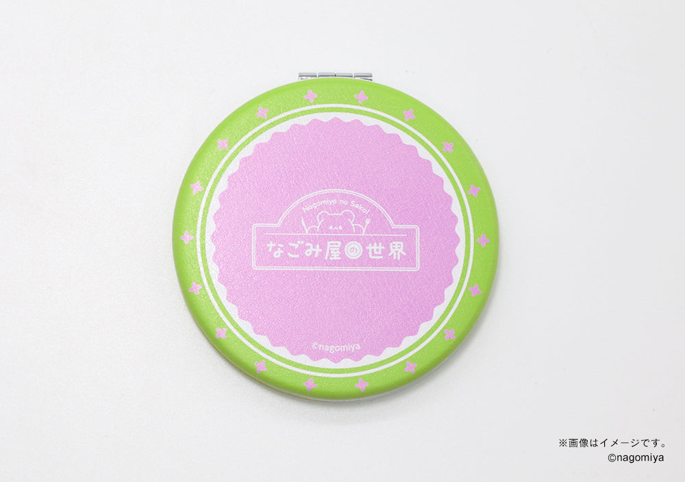 【なごみ屋の世界】コンパクトミラー・「クリームみみのプリンちゃん」お抹茶プリン