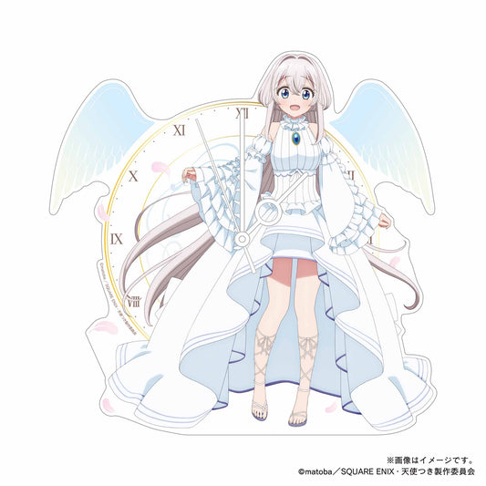 【ワンルーム、日当たり普通、天使つき。】アクリル壁掛時計・とわがお時間お知らせします
