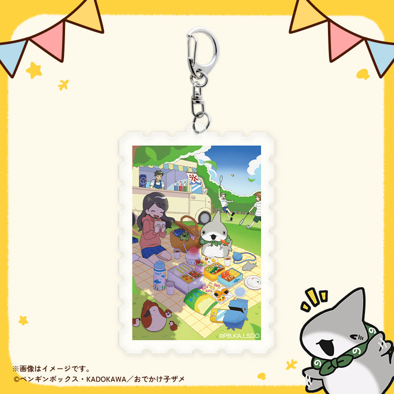 【おでかけ子ザメ】切手型アクリルキーホルダー　メインビジュアル