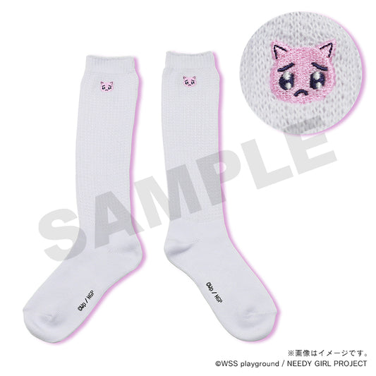 【NEEDY GIRL OVERDOSE】わんぽいんと刺繍☆ルーズソックス・ぴえん猫